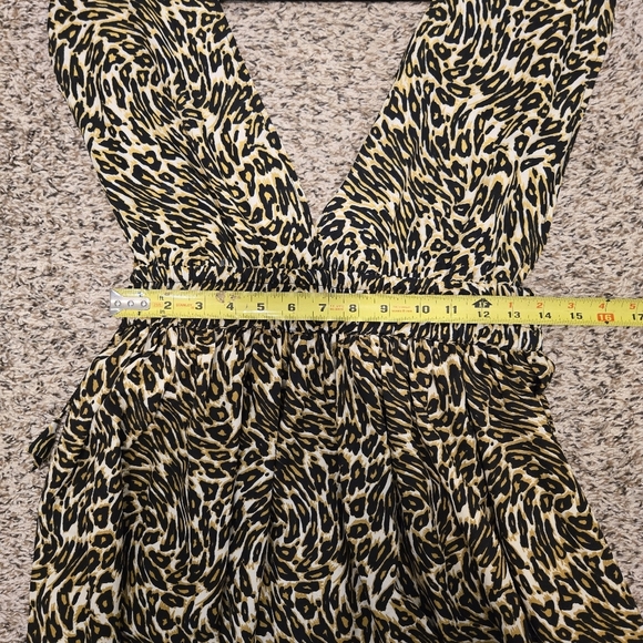 AMERICA & BEYOND Leopard Print Maxi Dress / Coverup With Stretch Waist Size Smal - Picture 11 of 15